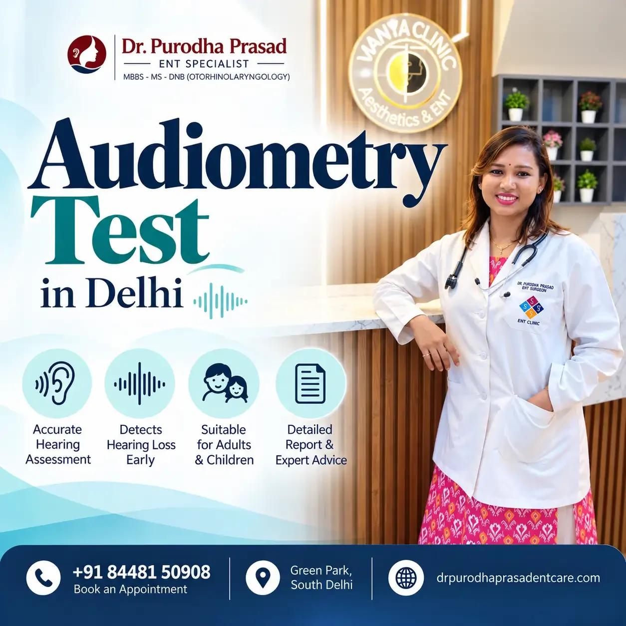 Infographic about Audiometry test by Dr. Purodha Prasad in Delhi.