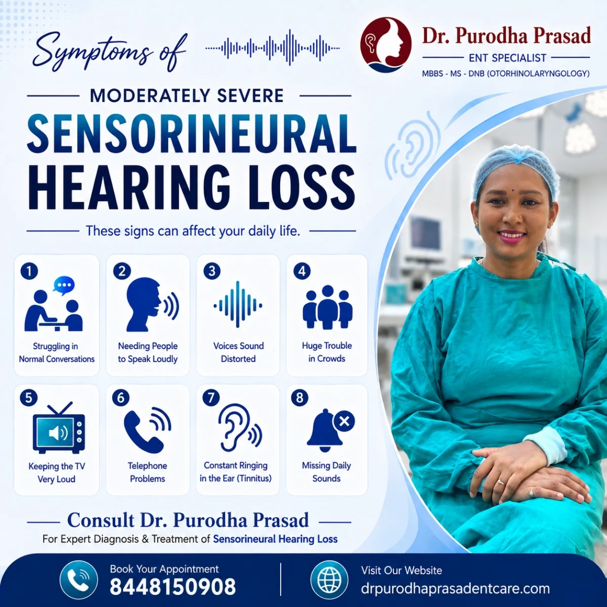Symptoms of Moderately Severe Sensorineural Hearing Loss